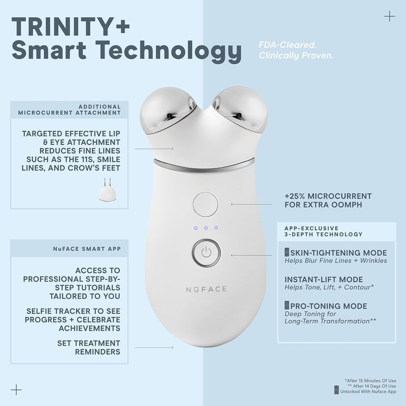 NuFACE TRINITY+ PRO Starter Kit - Lift, Contour & Tone your skin - Smart Advanced Facial Toning Device - Includes Silk Crème & Aqua Gel