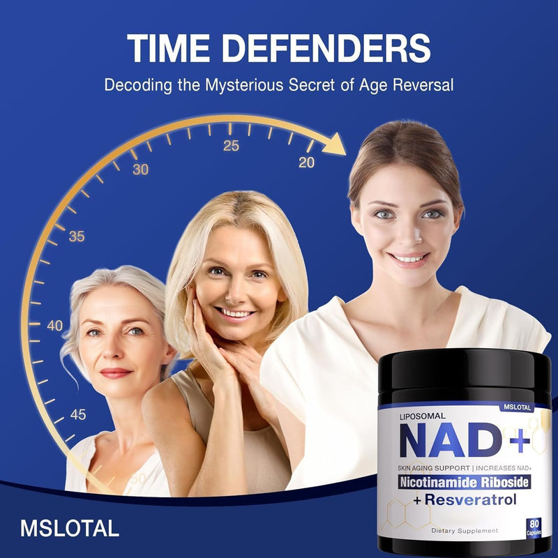 NAD+ Supplement - NAD Nicotinamide Riboside Resveratrol NAD Supplement 1000mg Pure Organic for Women and Men Anti-Aging, Energy, Concentration, 80 Capsules
