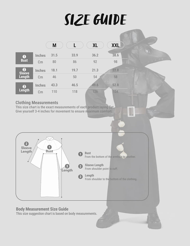 Spooktacular Creations Black Plague Doctor Costume Set, Halloween Costume with Beak Mask, Dr Outfit