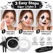Black White Face Body Paint, Non-Toxic Face Painting Kit with 2 Professional Paint Brushes for Art Theater Halloween Party Cosplay