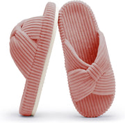 Chantomoo Slippers for Women Memory Foam House Bedroom Corduroy Bow Crossbands Slide Slipper Shoes Comfy Trendy Gift Slippers