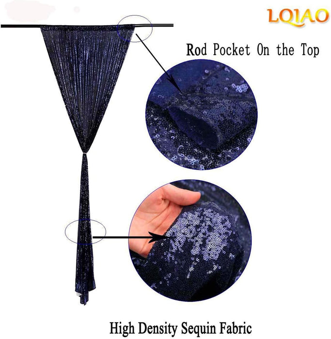 LQIAO 2 Panels Light Gold Sequin Backdrop Glitter Fabric for Wedding Birthday Parties Shimmer Wall-2x8ft