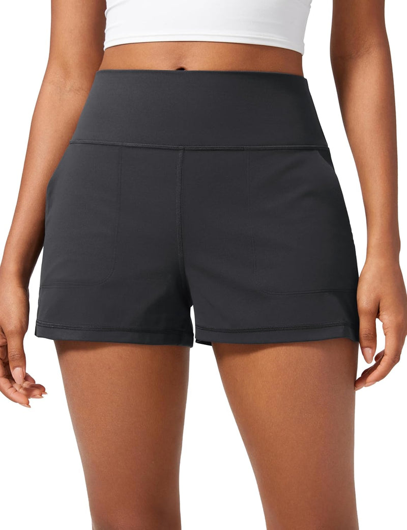 CRZ YOGA Butterlift Short de cintura alta para mujer para yoga Casual Lounge Workout con bolsillos Sin forro