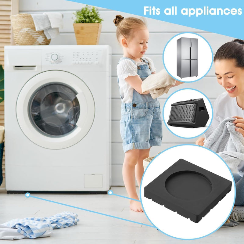 Anti-Vibration Pads, 4 Pcs Shock Absorption Washer Dryer Pedestals Base Foot Pads Universal Anti Slip Rubber Mat for Stops Noise & Moving