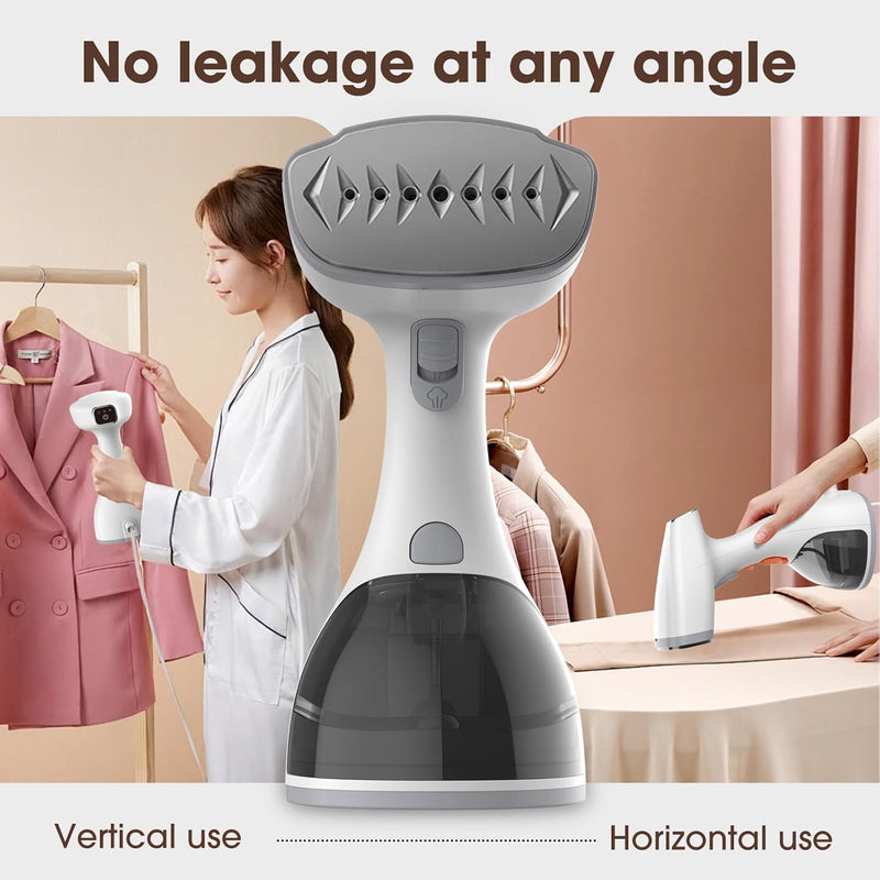 Steamer for Clothes, Handheld Clothes Steamer, 1500W Garment Steamer with 300ml Detachable Water Tank, 30s Fast Heat-up, Auto-Off, Steam Iron Fabric Wrinkle Remover with Brush (Grey)