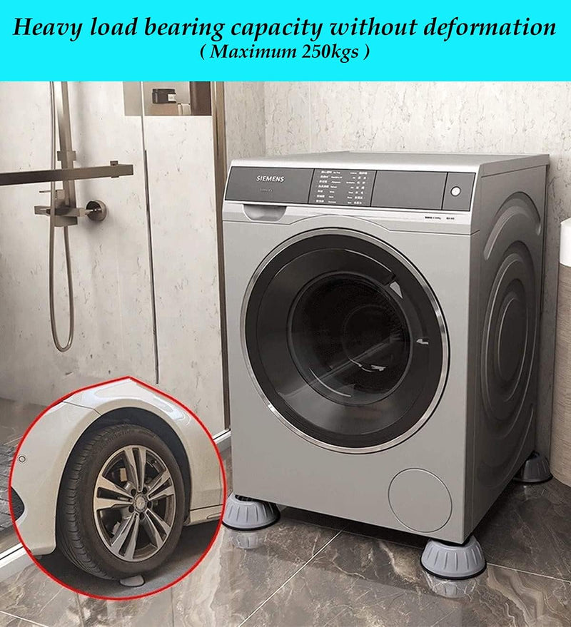 DEVCOMM Anti Vibration Rubber Pad with Suction Cup Feet for Support Heavy Appliances Like Washing Machine Fridge Generator Washer Dryer with Noise Cancelation Features Grey 4 Pcs