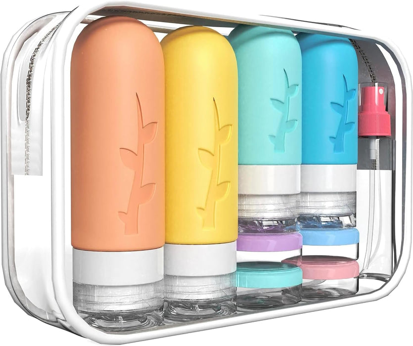 Yoawllty Travel Bottles for Toiletries, 16pack Tsa Approved Silicone Travel Containers for Toiletries, Leak Proof Refillable Liquid 3oz 2oz Travel essentials (Dark)
