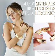 2 Pcs Chunky Gold Bangle Bracelets Hinged Cuff Open Wide Chunky Cuffs Bracelet for Women Arm Wrist Bangle Gift