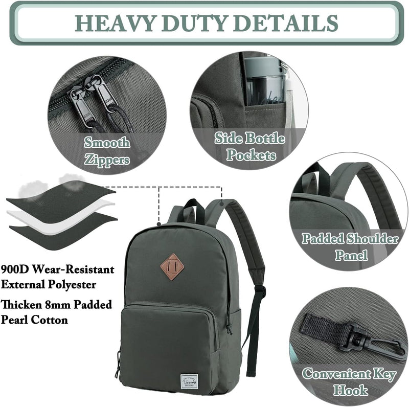 VASCHY Backpack for Women Men, Ultra Lightweight School Bag for Kids Teen Boys Girls, Casual Daypack Work, Travel