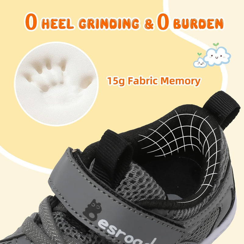 L-RUN Toddler Boys Girls Sneakers Kids Breathable Walking Shoes Barefoot Strap Non-Slip Sole Tennis Shoes