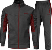 mens Full Zip Full Zip - 2-dark Grey+red
