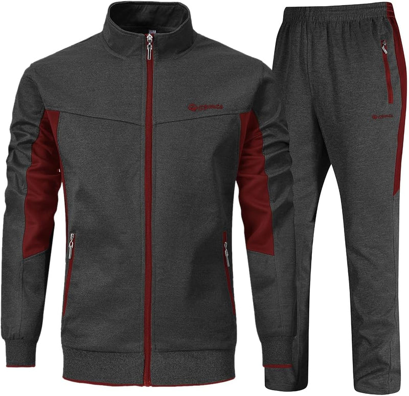 mens Full Zip Full Zip - 2-dark Grey+red
