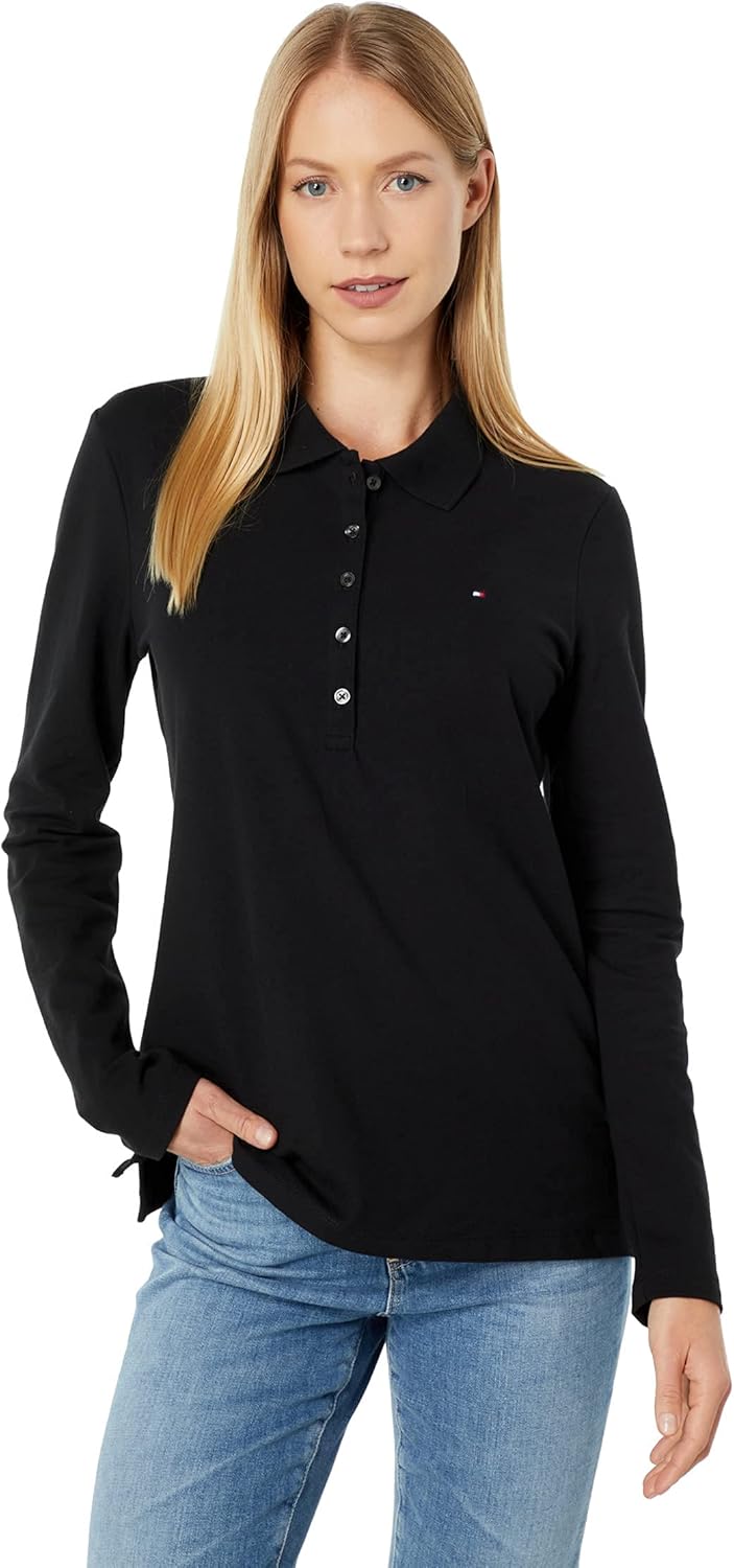 womens Tommy Hilfiger Long Sleeve Polo Shirt L/S Polo Shirt (pack of 1) – image 1