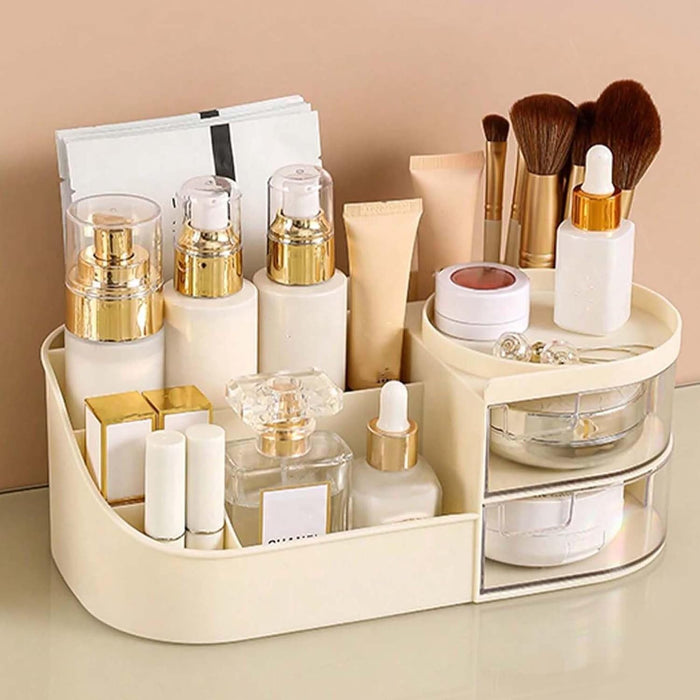 ALOXE Makeup Organizer | Makeup Box For Storage | Make Up, Cosmetic, Skincare Organiser For Women | Elegant Makeup Vanity With Transparent Drawer (Green)