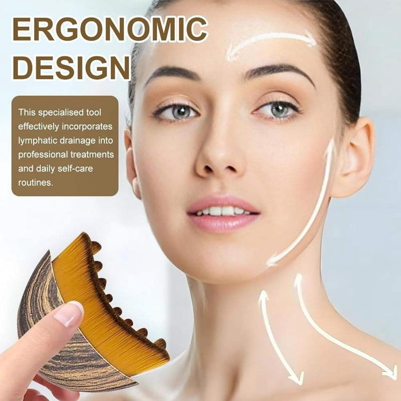 Lymphatic Contour Face Brush Facial Dry Brushing Tool for Jawline, Chin & Face Sculpting Soft Bristle Massager for Lymphatic Drainage, Puffiness Relief, Skin Tightening & Fatigue Relief