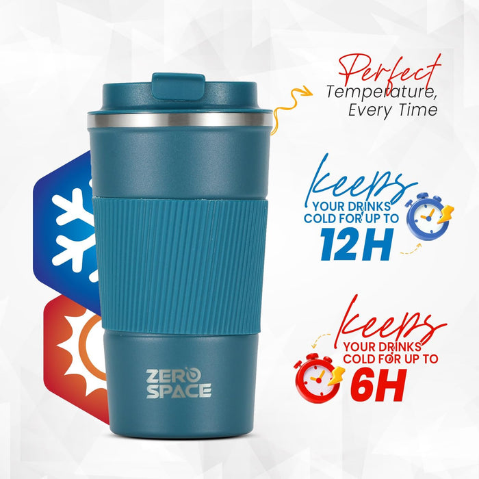 ZeroSpace Travel Coffee Mug, Stainless Steel Coffee Tumbler, Double Wall Vacuum Hot and Cold Insulated Coffee Mug for Home Travel Office Outdoor Works (Black - 500ml)