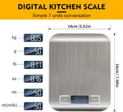SKY-TOUCH Kitchen Scale, Multifunction Digital Food Scale for Baking, Cooking and Dieting, Kitchen Scale With LCD Display Stainless Steel Platform, Ultra Slim,Tare Function