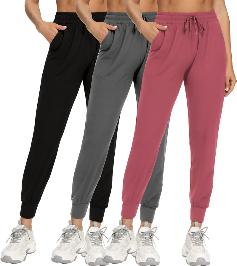 Sweatpants for Women-Womens Joggers with Pockets Lounge Pants for Yoga Workout Running - Black,dark Grey,pink