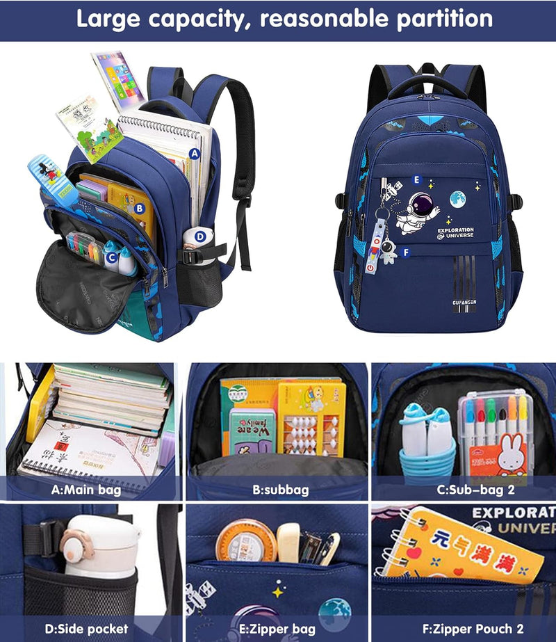 Astronaut Backpack for Boys Teens, Large Capacity School Bag Bookbag for Kids Elementary Middle
