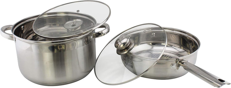 Wilson by Cuisine Art Stainless Steel 12-Piece Cookware Set - Casserole, Saucepan, Fry PanCooking set Heavy Duty With Stainless Steel Handle Gas, Stovetops Compatible For Family Meals