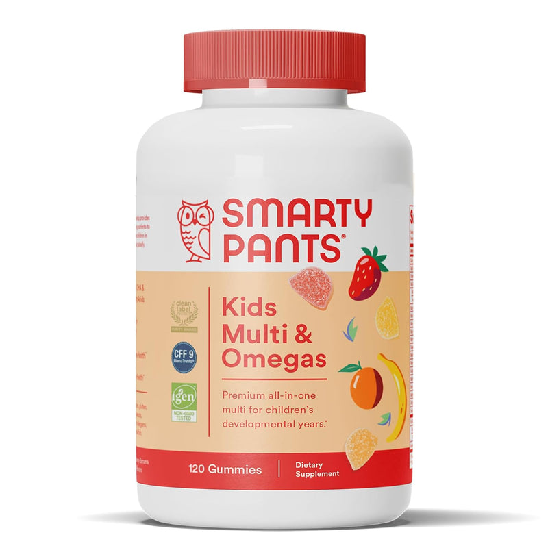 SmartyPants Kids Formula Daily Gummy Multivitamin: Vitamin C, D3, and Zinc for Immunity, Gluten Free, Omega 3 Fish Oil (DHA/EPA), Vitamin B6, B12, 120 Count (30 Day Supply)