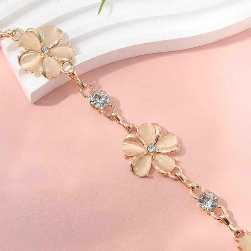 Azonee Metal Waist Chain Belts for Women Pearls Gold Silver Chain Belts for Dresses Adjustable Ladies Metal Body Link Belt