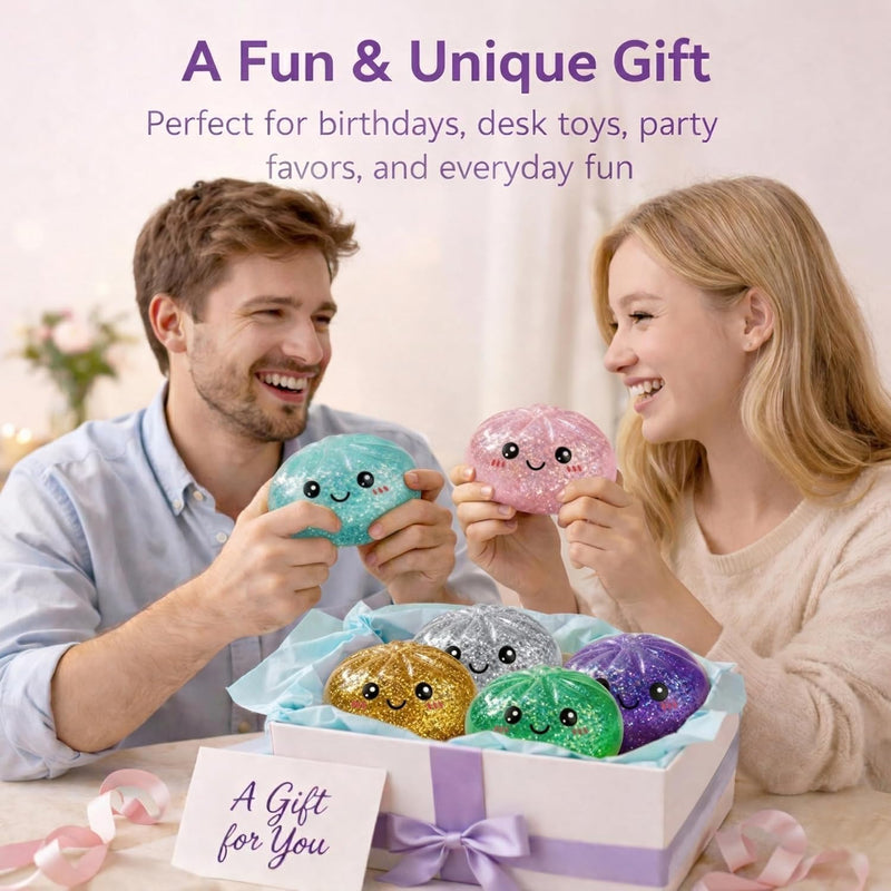 SLEEPHEADBig Dumpling Squishy ToyStress Relief Ball - Sparkle Filled Sensory Squeeze Tool,Cute Adorable Soft Silicone Squeeze Toy