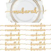 Queekay 12 Pieces Ramadan Wood Sign Ramadan Mubarak Plate Setting Plate Sign Ramadan Kareem Wooden Ornament Islamic Table Decor for Eid Ramadan Islamic Home Party Decor (Classic Style,10 x 1.6 Inch) - Classic