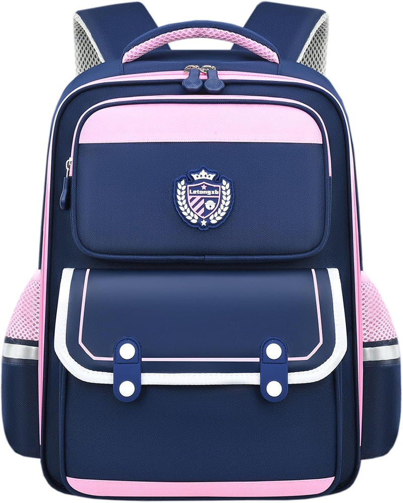 Kids Backpack for Boys Girls Teens Elementary Kids Bookbag Elementary School Bags Simple Modern Large Toddler Kindergarten Bookbags Lightweight Waterproof Bag for Child - Pink