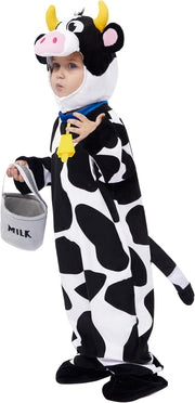 Spooktacular Creations Unisex Baby Cow Costume Jumpsuit Outfit with Milking Bucket for Infant Child Boys and Girls