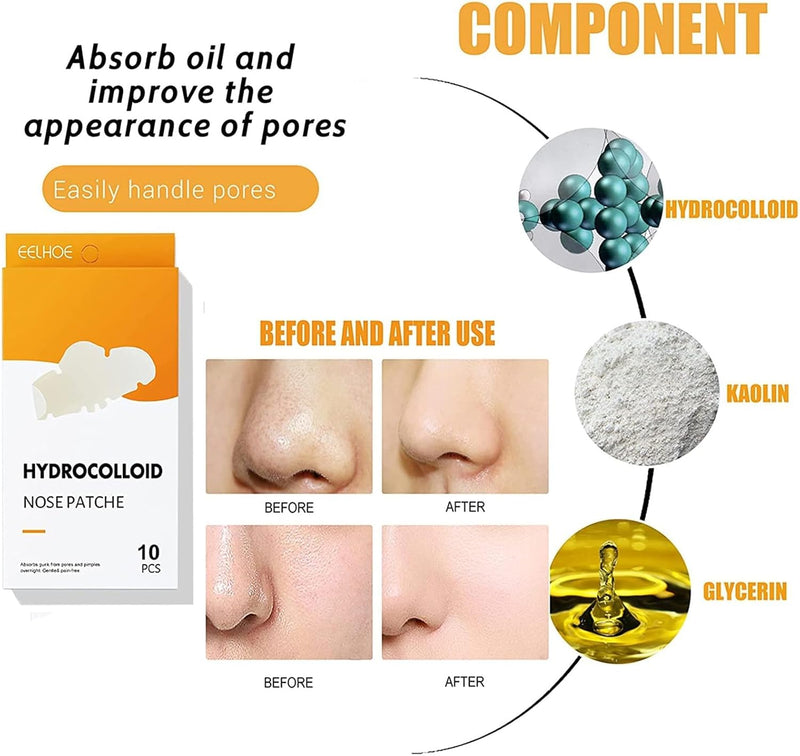 Arabest Nose Strips, 10 Count Nose Patch, Hydrocolloid Patches Nose with Instant Blackhead Removal and Pore Unclogging, Blackhead Patches Nose for Pimples, Zits and Oil