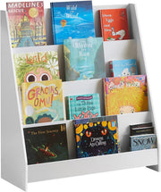 Book Shelf Kids Children's Bookshelf Corner Storage Bookcase Rack with 4 Shelves and 1 Open Compartment Toddler Book Stand Toy Organizer for Kids Room,Playroom, Bedroom,ارففKMB32-W - White-standard
