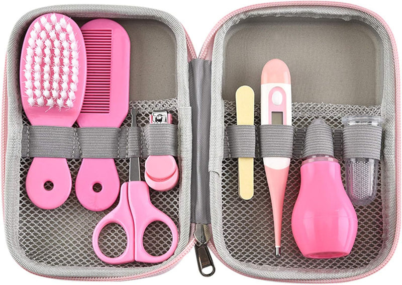 Baby Kit, Baby Care Items, Baby Care Essentials, Baby Supplies Set, 8PCS Baby Care Set Portable Baby Care Kit, Safety Cutter Baby Nail Kit for Newborn, Infant Toddler(Pink)