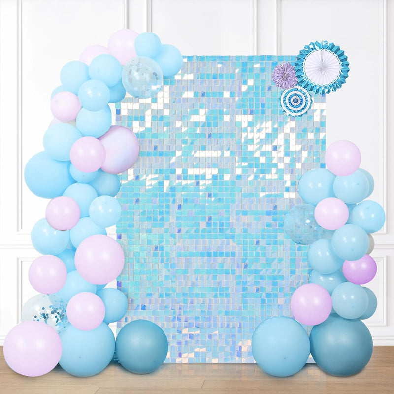 LuoluoHouse Shimmer Wall Panel Sequin Backdrop Panels 12 Packs-Iridescent Silver Backdrop for Graduation Anniversary Backdrop Wall Backdrops Engagement Decoration