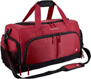 Ultimate Gym Bag 2.0: Durable Crowdsource Designed Duffel Bag with 10 Optimal Compartments, Water Resistant Pouch, Green, 11.5"H x 10.5"W x 20"L - Red
