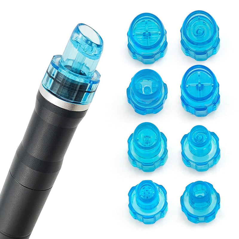 Elitzia Plastic Hydro Dermabrasion Microderma Heads Hydra Facial Aqua Peel Tips Water Peeling Caps Facial Care Skin Cleaning Tool Beauty Machine Replacement Spare Parts 8pcs Per Set (Blue)