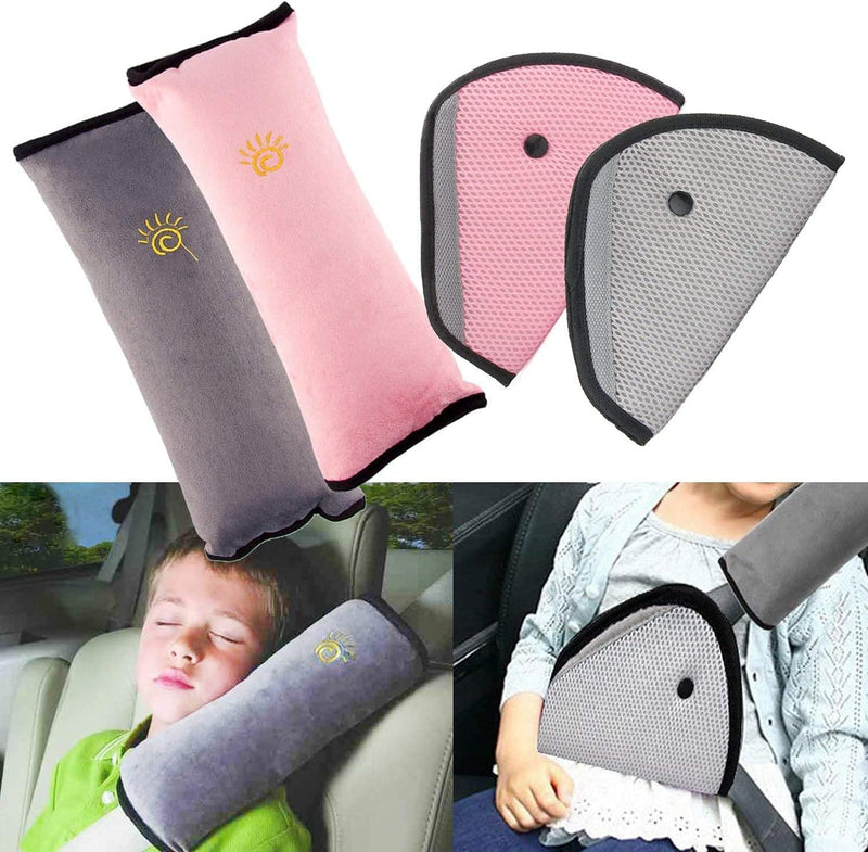 Luksuriøst 4Pack Seatbelt Pillow Seat Belt Covers for Kids, Adjust Shoulder Pads Safety Belt Protector Cushion Plush Soft Seat Belt Strap Cover Headrest Neck Support for Children Baby
