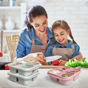 4-Pack Wheat Straw PP 4-Compartment Bento Lunch Box, Reusable Snack Box for Adults and Kids, Meal Prep Containers for School, Work, Travel, Freezer and Dishwasher Safe