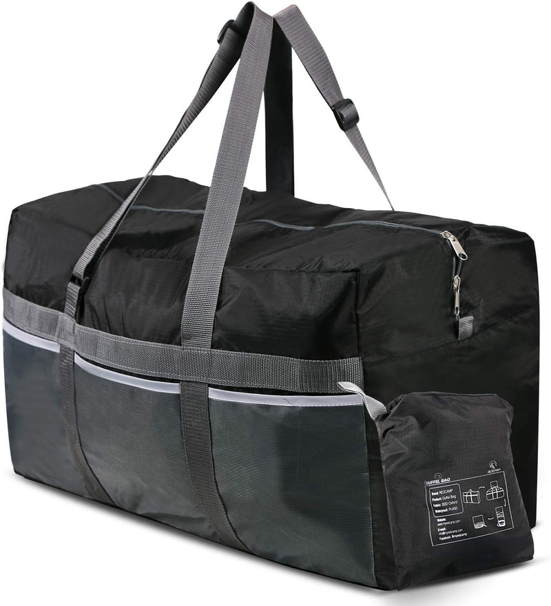 Foldable Travel Bag, Large Sports Bag, 75L/96L/100L, Lightweight Waterproof Tote Bag - Black 75L