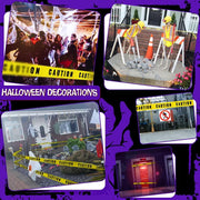 Tiokkss Halloween Caution Tape - Black and Yellow Hazard Warning Adhesive Barricade Tape for Outdoor Decorations and Zombie Party Props