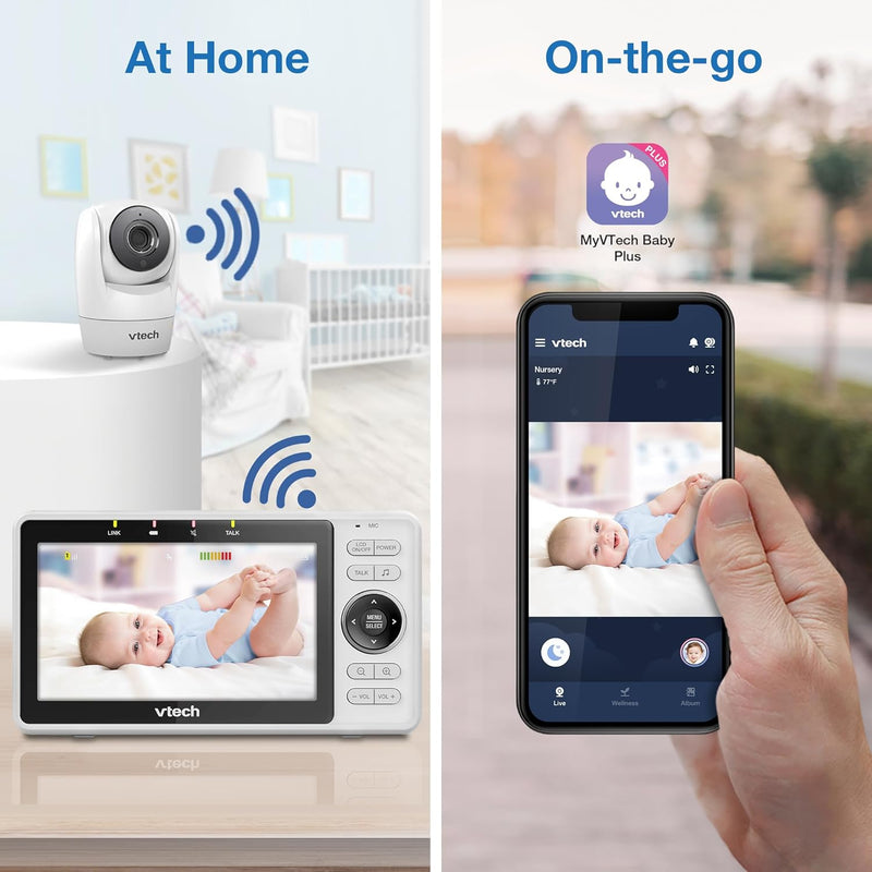 vtech Smart WiFi Baby Monitor VM901,5in 720p Display, 1080p Camera, HD NightVision, Fully Remote Pan Tilt Zoom, 2-Way Talk, free Smart Phone App