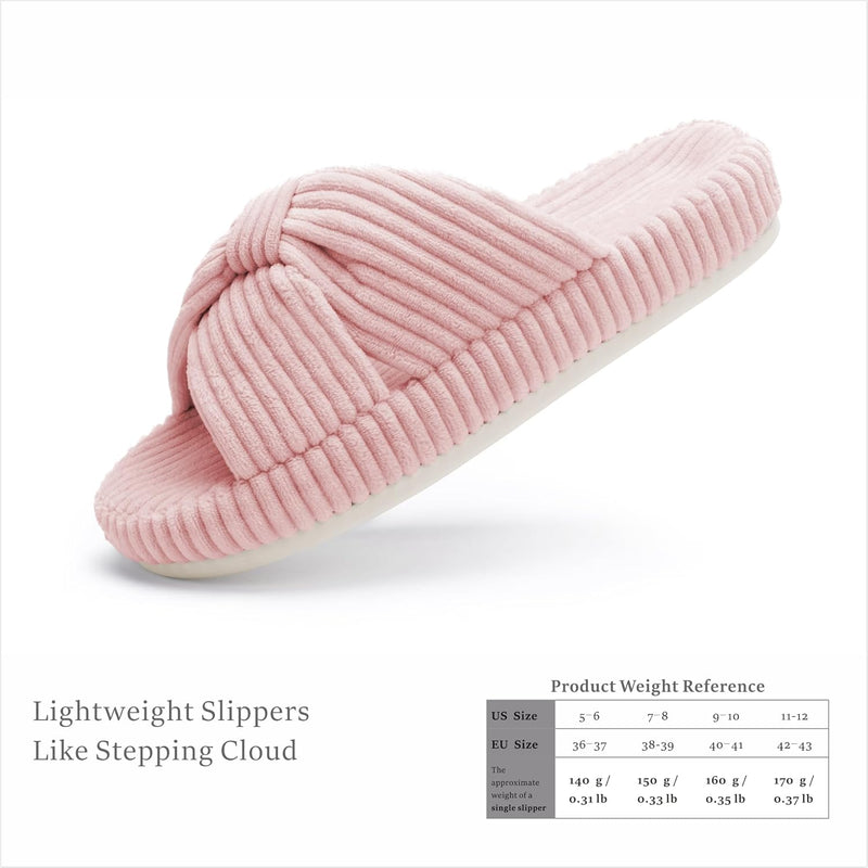 Chantomoo Slippers for Women Memory Foam House Bedroom Corduroy Bow Crossbands Slide Slipper Shoes Comfy Trendy Gift Slippers
