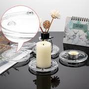 Glass Candle Tray, Round Clear Pillar Candle Holder, 3.9 Inch Pillar Candle Holders, Glass Coaster Small Round Plate Candle Plates, Modern Style Candle Centerpiece for Dining Table Wedding 5PCS