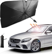 SKY-TOUCH Car Windshield Sun Shade Umbrella,UV Sunshade Umbrella Windshield Block Cover,Foldable Sun Visor Windshields Sun Shade Cover for Most with Leather storage pocket 140 80cm