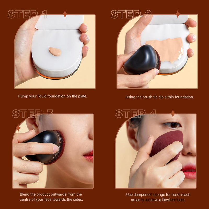 Jessup Makeup Brush Foundation Brush with Makeup Sponge 1pc Kabuki Brush for Liquid, Cream or Flawless Powder Cosmetics Face Boby Brush, T882
