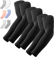 OutdoorEssentials UV Sun Protection Arm Sleeves - Compression Arm Sleeve, UV Arm Sleeves Men, Women - Golf Cooling Sleeves - 3 Pairs: Black