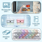 4-Pack Wheat Straw PP 4-Compartment Bento Lunch Box, Reusable Snack Box for Adults and Kids, Meal Prep Containers for School, Work, Travel, Freezer and Dishwasher Safe