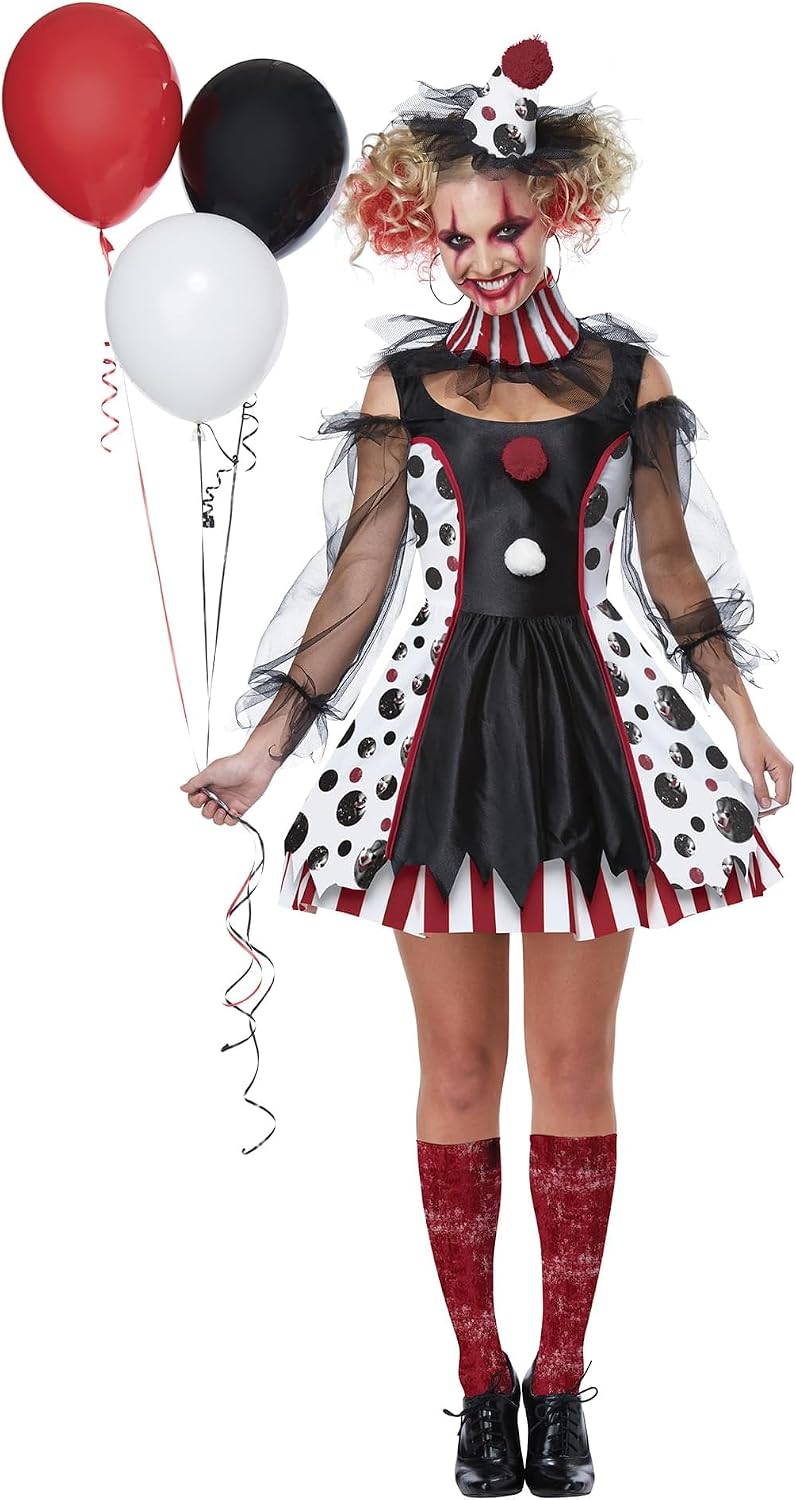Womens Creepy Clown Costume - Black