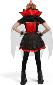 Spooktacular Creations Girls' Vampire Costume, Red Dark Vampire Dress, Halloween Dress-Up, Role Play and Costume Parties