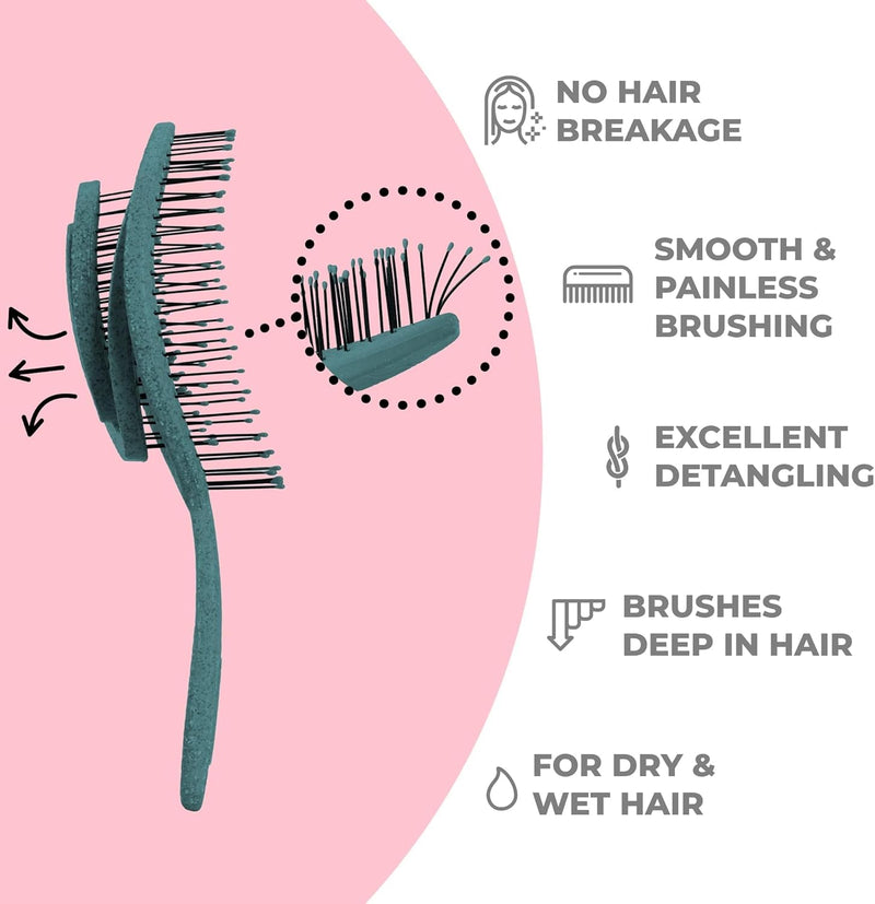 Ninabella Organic Detangling Hair Brush for Women, Men & Children - Does not Pull on Hair - Hair Straightening Brushes for Straight, Curly & Wet Hair - Unique Spiral Hairbrush, Rose Gold